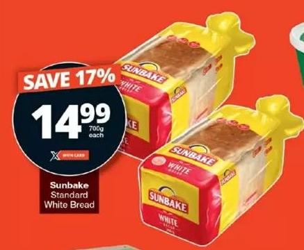 Sunbake Standard White Bread 700g