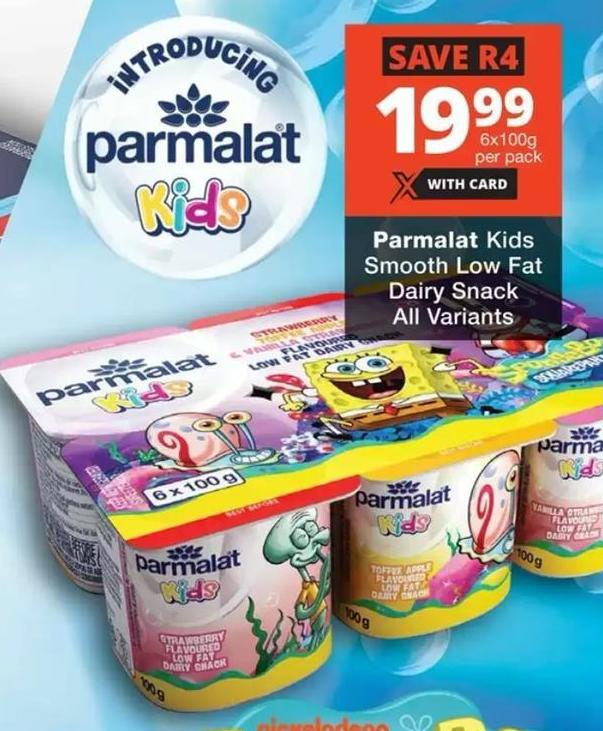 Parmalat Kids Smooth Low Fat Dairy Snack 6x100g Per Pack