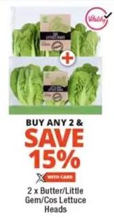 2 x Freshmark Butter/Little Gem/Cos Lettuce Heads BUY ANY 2& SAVE 15%