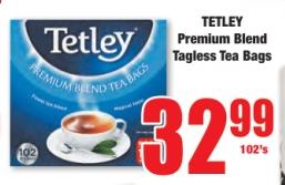 TETLEY Premium Blend Tagless Tea Bags 102's