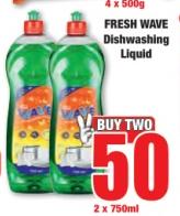 FRESH WAVE Dishwashing Liquid 2 x 750ml