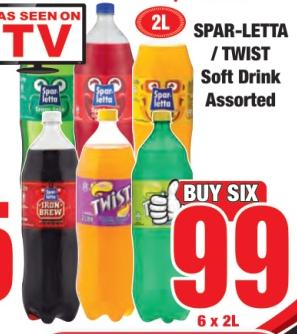 SPAR-LETTA / TWIST Soft Drink Assorted 6x2L