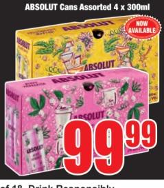 ABSOLUT Cans Assorted 4 x 300ml