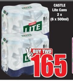 CASTLE Lite Cans 2 x (6 x 500ml)