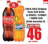 Coca-Cola Original Taste Soft Drink & Sprite / Stoney / Fanta Soft Drink Assorted 2ltr 