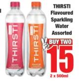 THIRSTI Flavoured Sparkling Water Assorted 2x500  ml 