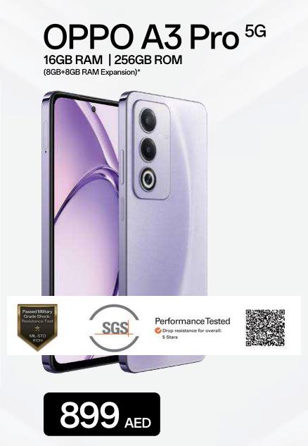 OPPO A3 Pro 5G, 16GB RAM, 256GB ROM (8GB+8GB RAM Expansion)