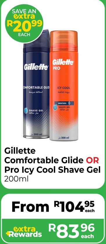 Gillette Comfortable Glide OR Pro Icy Cool Shave Gel 200ml