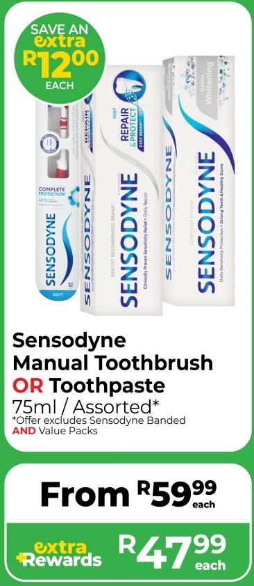 Sensodyne Manual Toothbrush OR Toothpaste 75ml / Assorted