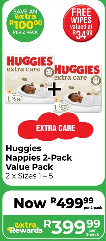 Huggies Nappies 2-Pack Value Pack 2 x Sizes 1 – 5