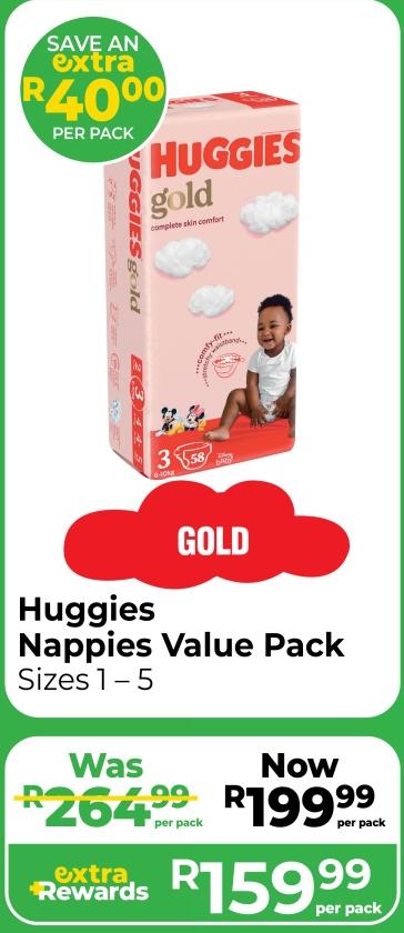 Huggies Nappies Value Pack Sizes 1 - 5