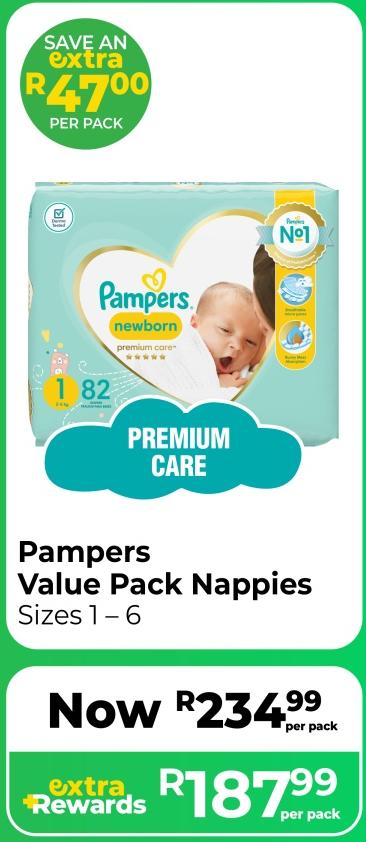 Pampers Value Pack Nappies Sizes 1 - 6