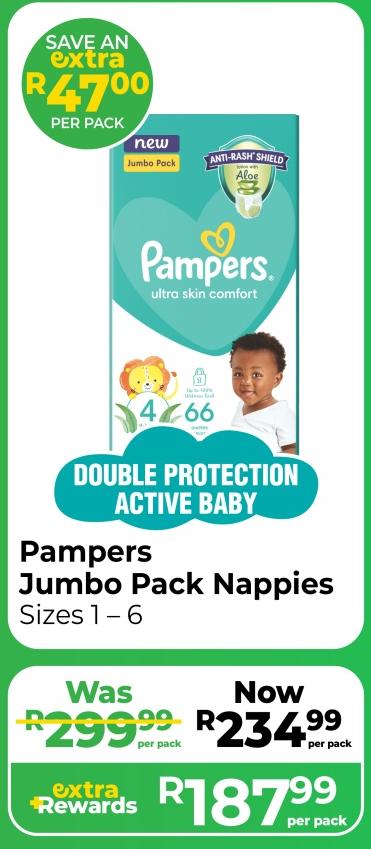 Pampers Jumbo Pack Nappies Sizes 1 - 6