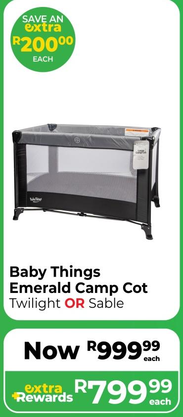 Baby Things Emerald Camp Cot Twilight OR Sable