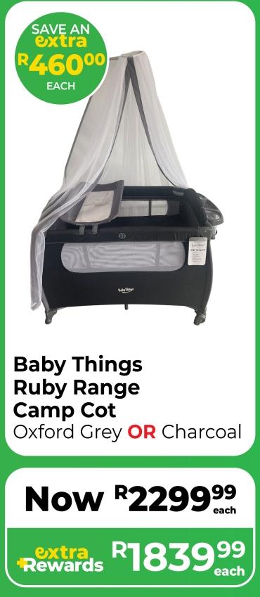 Baby Things Ruby Range Camp Cot Oxford Grey OR Charcoal