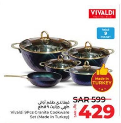 Vivaldi 9Pcs Granite Cookware Set (Made in Turkey)