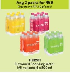 Any 2 THIRSTI Flavoured Sparkling Water (All variants) 6 x 500 ml