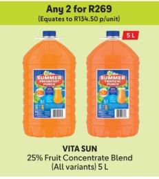 Any 2 VITA SUN 25% Fruit Concentrate Blend 5L