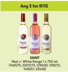 Any 3 SAINT Red or White Range 750 ml