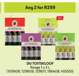 Any 2 DU TOITSKLOOF Range 1 x 3L