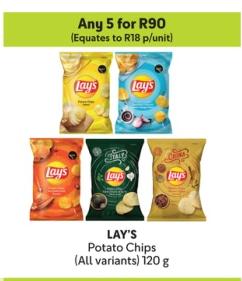 Any 5 LAY'S Potato Chips (All variants) 120 g