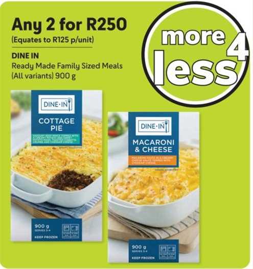 Any 2 DINE IN Ready Made Family Sized Meals (All variants) 900 g