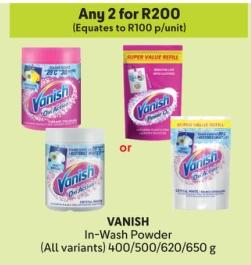 Any 2 VANISH In-Wash Powder (All variants) 400/500/620/650g