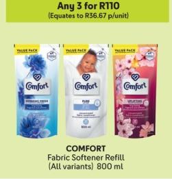 Any 3 COMFORT Fabric Softener Refill (All variants) 800 ml