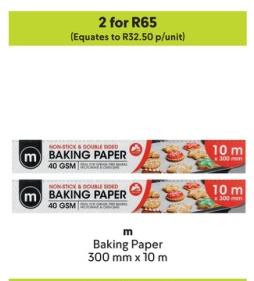 M Baking Paper 300 mm x 10 m