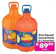 Oros Squash Concentrate Assorted 5L 