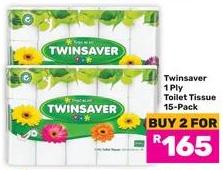 Twinsaver 1 Ply Toilet Tissue 15-Pack