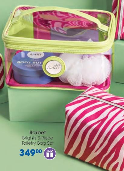 Sorbet Brights 3-Piece Toiletry Bag Set