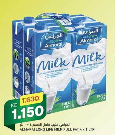 ALMARAI LONG LIFE MILK FULL FAT 4 x 1 LTR