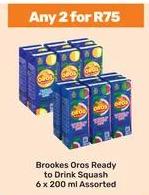 Brookes Oros Ready to Drink Squash 6 x 200 ml Assorted any 2