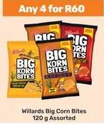 Any 4 Willards Big Corn Bites 120 g Assorted