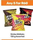 Any 5 Simba NikNaks 135 g Assorted