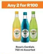 Any 2 Rose's Cordials 750 ml Assorted