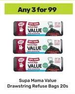 Any 3 Supa Mama Value Drawstring Refuse Bags 20s