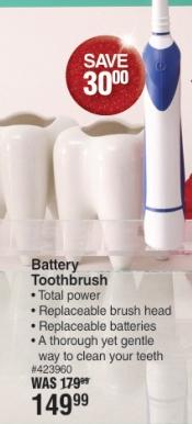 Battery Toothbrush - Total power - Replaceable brush head - Replaceable batteries - A thorough yet gentle way to clean your teeth