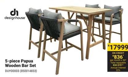 5-piece Papua Wooden Bar Set