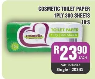 Cosmetic Toilet Paper 1 Ply 300 Sheets 10's