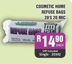 COSMETIC HOME REFUSE BAGS 20'S 20 MIC