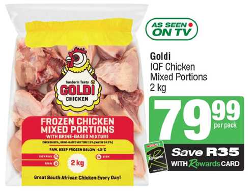 Goldi IQF Chicken Mixed Portions 2 kg