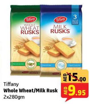 Tiffany Whole Wheat/Milk Rusk 2x280gm