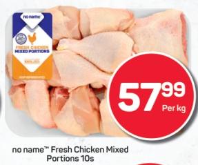 No Name Fresh Chicken Mixed Portions 10s 1kg