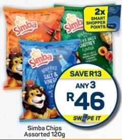 Any 3 Simba Chips Assorted 120g