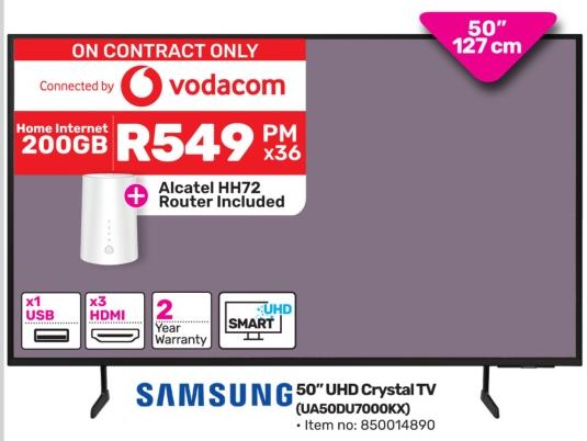 Samsung 50" UHD Crystal TV with Vodacom Home Internet 200GB