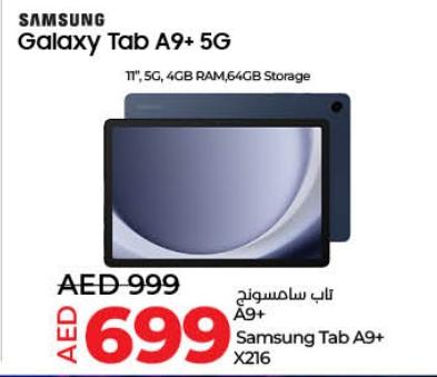 Samsung Galaxy Tab A9+ 5G, 11", 5G, 4GB RAM, 64GB Storage