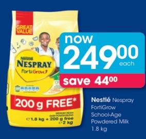 Nestlé Nespray FortiGrow School-Age Powdered Milk 1.8 kg