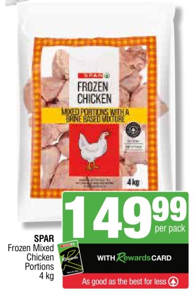 SPAR Frozen Mixed Chicken Portions 4 kg 